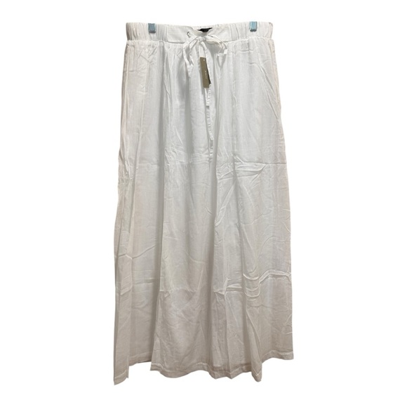 J.Crew White Cotton Midi Skirt Elastic Waist Drawstring Size M NWT
